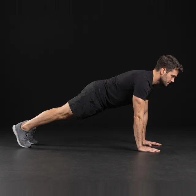 A person doing burpees