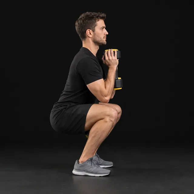 A person doing goblet squats