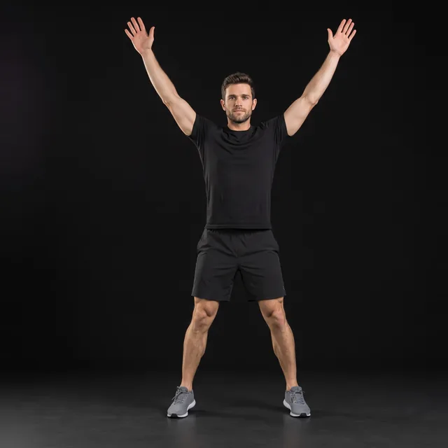 A person doing jumping jacks