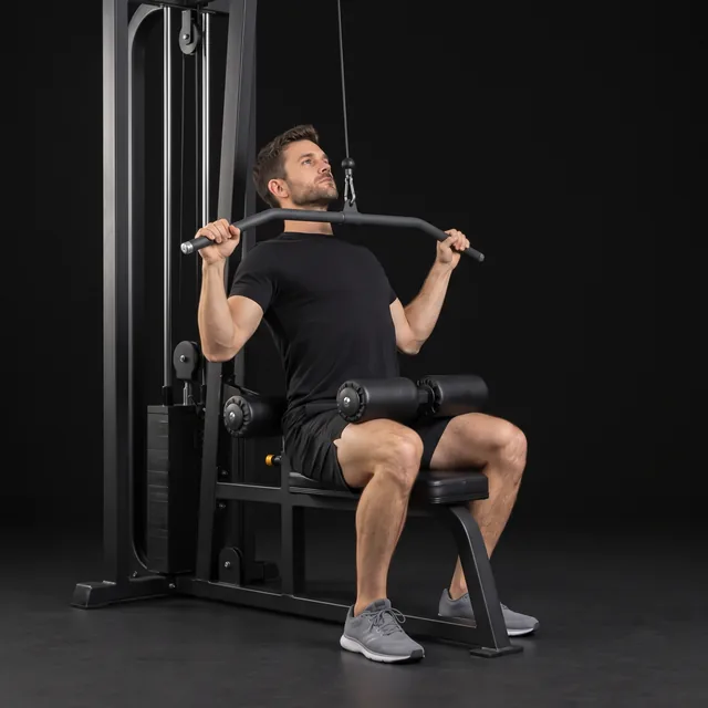A person doing lat pulldown