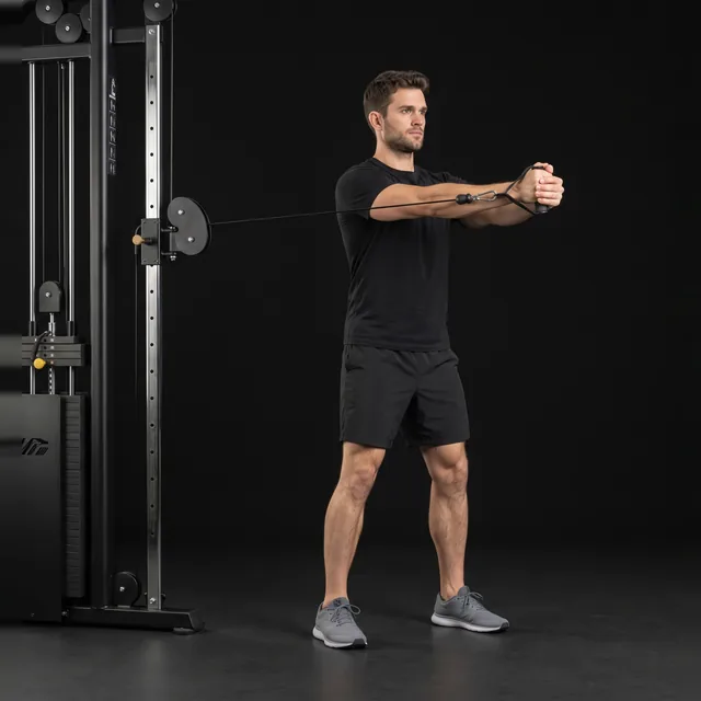 A person doing pallof press