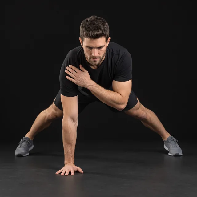 A person doing plank shoulder taps