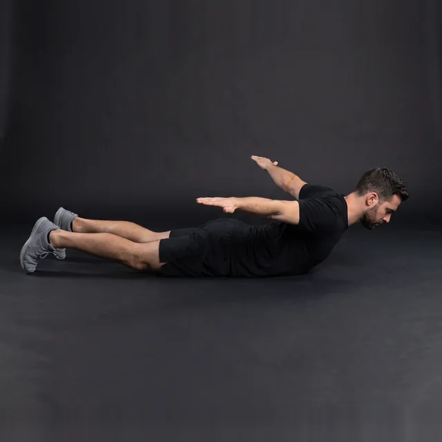 A person doing reverse snow angels